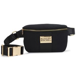 NWT Badgley Mischka Sage Scuba & Vegan Leather Belt Bag - Black